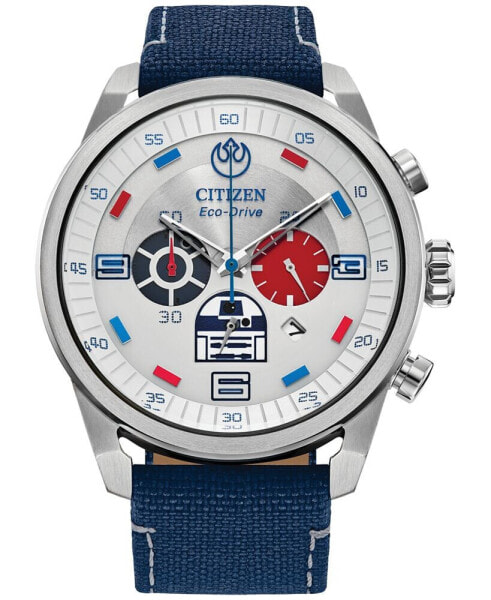 Eco-Drive Men's Chronograph Star Wars R2-D2 Blue Nylon Strap Watch 45mm