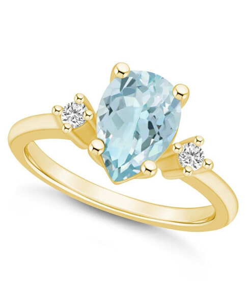 Aquamarine and Diamond Ring (1-5/8 ct.t.w and 1/10 ct.t.w) 14K Yellow Gold