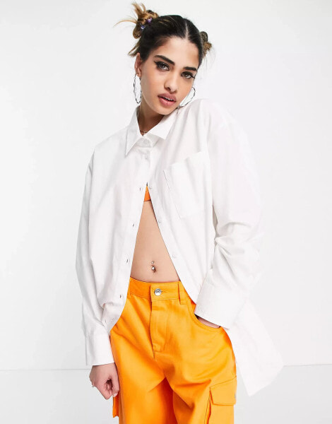 COLLUSION oversized shirt in white