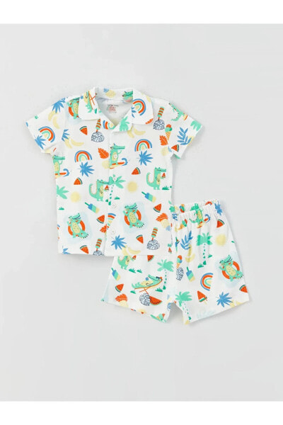 GSM storE'den LCW baby Polo Yaka Kısa Kollu Desenli Erkek Bebek Pijama Takımı