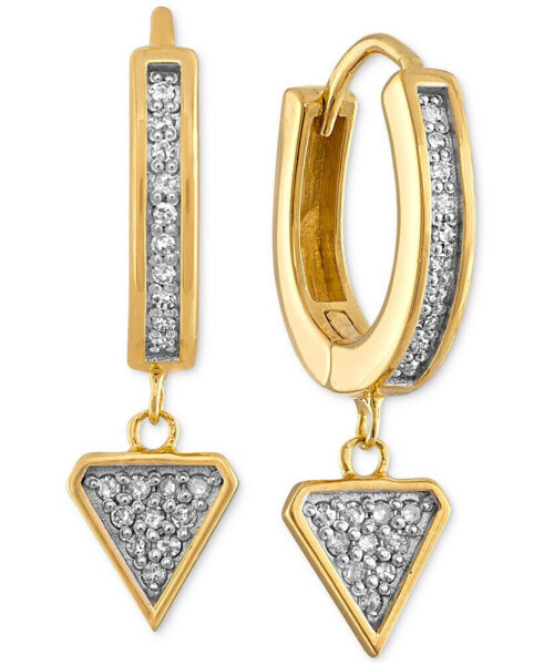 Diamond Triangle Dangle Huggie Hoop Earrings (1/3 ct. t.w.) in 14k Gold-Plated Sterling Silver, Created for Macy's