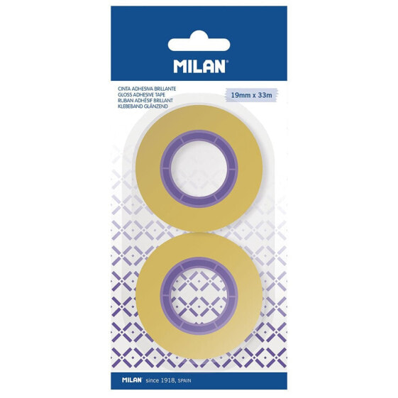MILAN Blister Pack 2 Transparent Light Yellow Adhesive Tapes 19x33 m