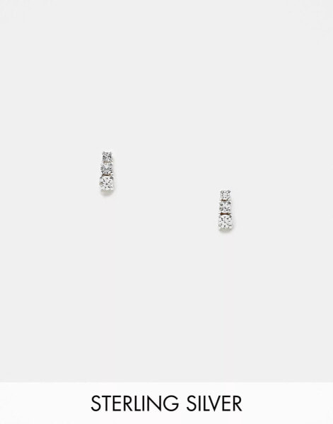 Kingsley Ryan treble gem drop stud earrings in sterling silver