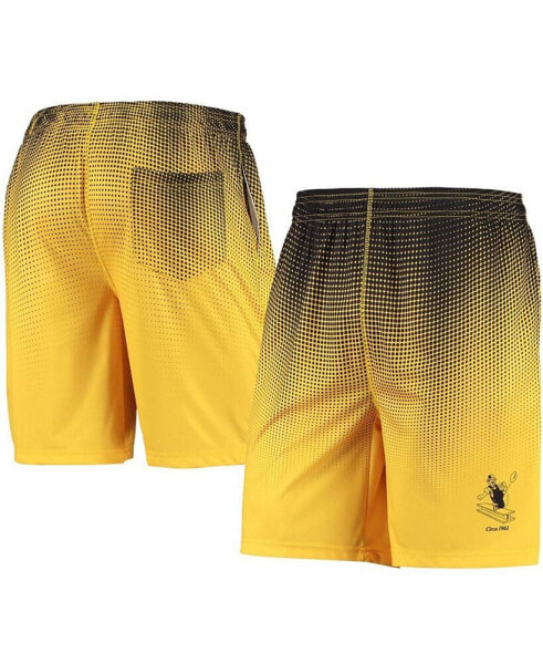 Men's Black and Gold-Tone Pittsburgh Steelers Historic Logo Pixel Gradient Training Shorts