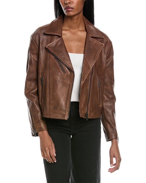 Walter Baker Sammy Leather Jacket Women's Brown Xs