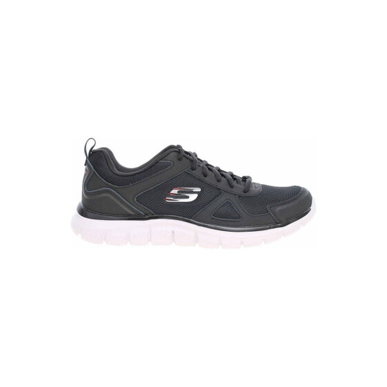Мужские кроссовки спортивные для бега черные текстильные низкие с белой подошвой Skechers Track Scloric