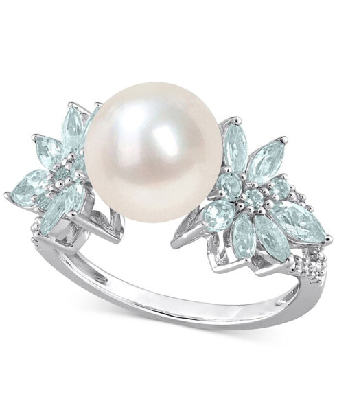 Cultured Freshwater Pearl (9mm), Sapphire (1-5/8 ct. t.w.) & Diamond (1/8 ct. t.w.) in 14k White Gold (Also in Aquamarine)