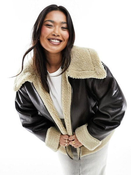 Yours cropped jacket in brown