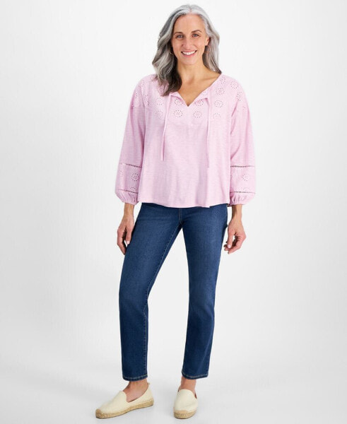 Petite High-Rise Natural Straight-Leg Jeans, Petite & Petite Short, Created for Macy's