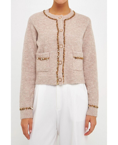 Women's Sequins Trim Cardigan