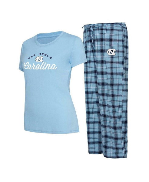 Women's Carolina Blue, Navy North Carolina Tar Heels Arctic T-shirt and Flannel Pants Sleep Set