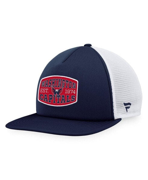 Men's Navy/White Washington Capitals Foam Front Patch Trucker Snapback Hat