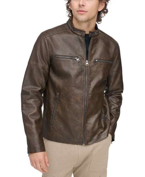 Men's Faux Leather Racer Jacket