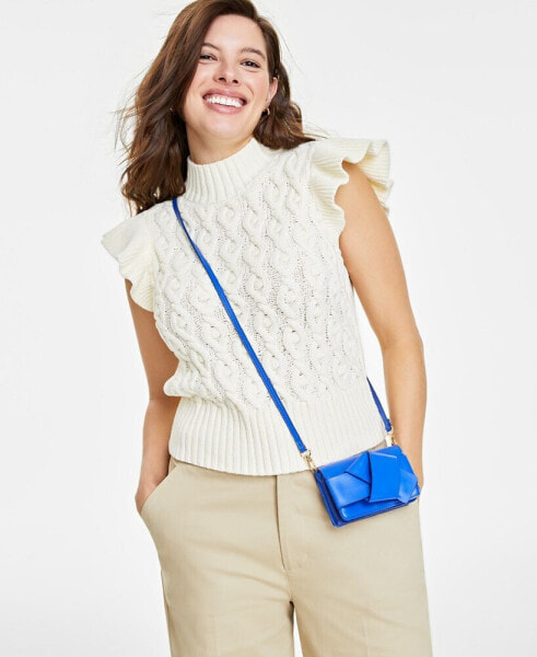 Women's Flutter-Sleeve Cable-Knit Sweater, Created for Macy's