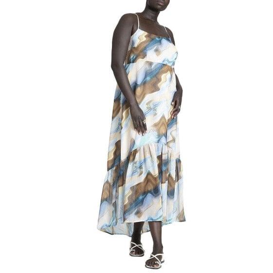 Plus Size Printed Chiffon Flare Maxi Dress