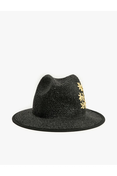 Шляпа плетеная с декоративной вышивкой Koton Hat Woven With Embroidery Detail