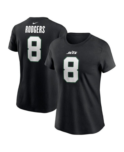 Women's Aaron Rodgers Black New York Jets Name Number T-Shirt