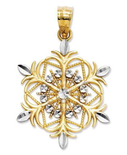 Macy's 14k Gold and Sterling Silver Charm, Snowflake Charm