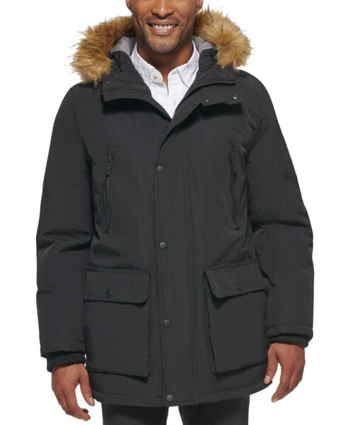 Men's Parka with a Faux Fur-Hood Jacket, Created for Macy's