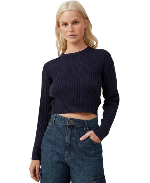 Women's Everfine Cable Crew Neck Pullover Top