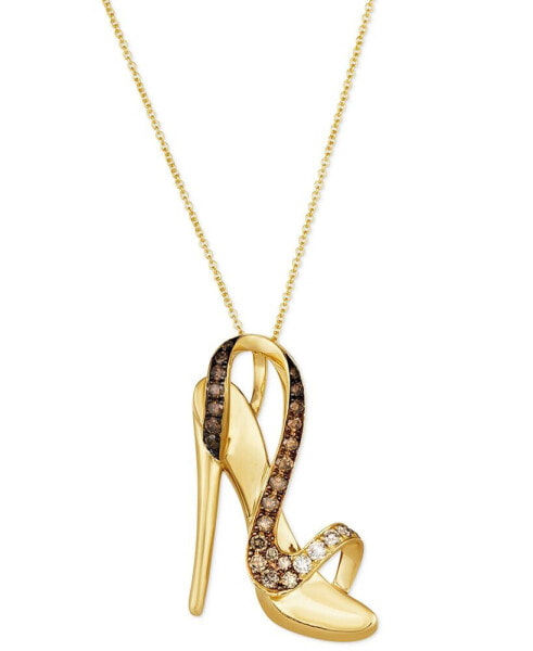 Le Vian ombré® Chocolate Ombré Diamond & Nude Diamond High Heel Sandal Pendant Necklace (3/4 ct. t.w.) in 14k Gold, 18" + 2" extender