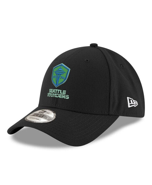 Men's Black Seattle Sounders FC Lockup 9FORTY Adjustable Hat
