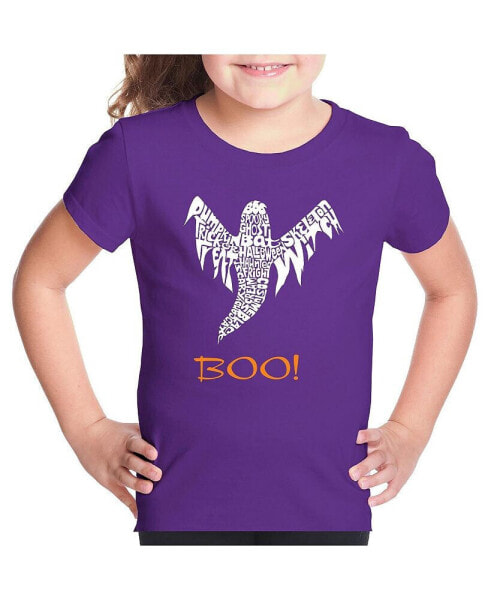 Halloween Ghost - Girl's Child Word Art T-Shirt