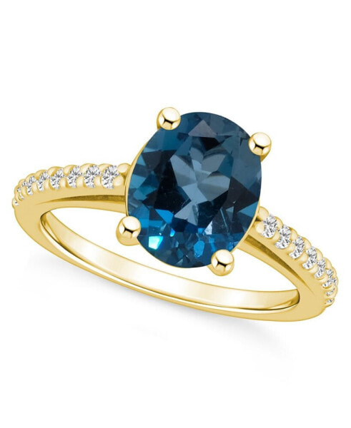 London Blue Topaz (3-5/8 ct. t.w.) and Diamond (1/4 ct. t.w.) Ring in 14K Yellow Gold