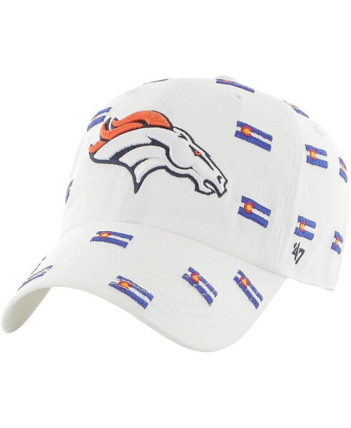 Men's and Women's White Denver Broncos Confetti Clean Up Adjustable Hat