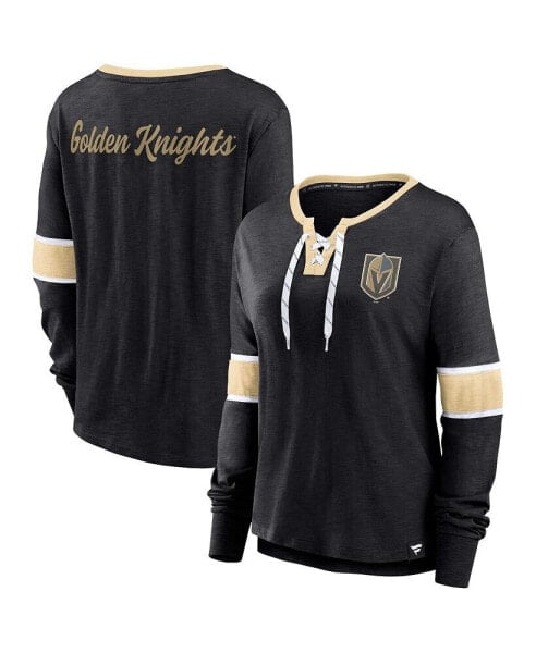 Women's Black Vegas Golden Knights Effervescent Exclusive Lace-Up Long Sleeve T-shirt