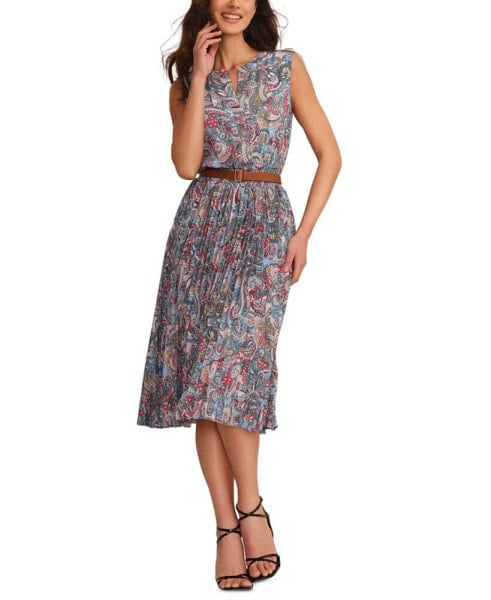 Women's Paisley-Print Pleated-Skirt Dress