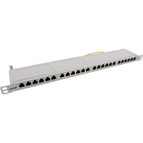 InLine Patch Panel 19" Cat.6A 24 Port 0.5U light grey RAL7035