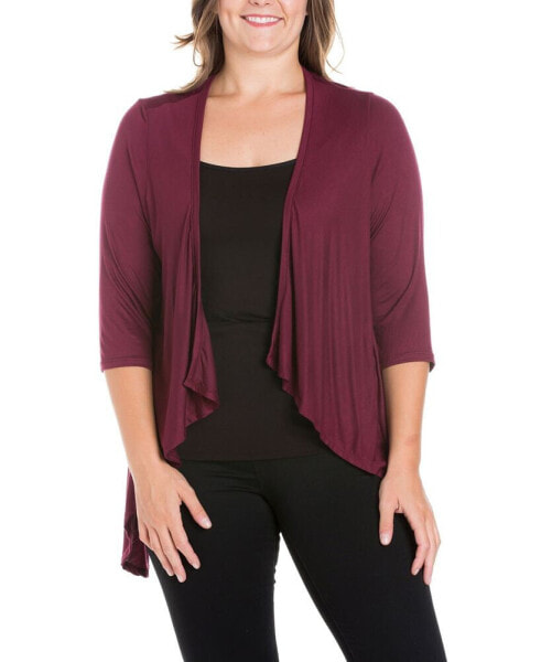 Plus Size Elbow Length Sleeve Open Cardigan