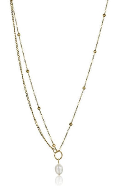 Alyssa Gold Plated Double Pearl Necklace EWN23080G