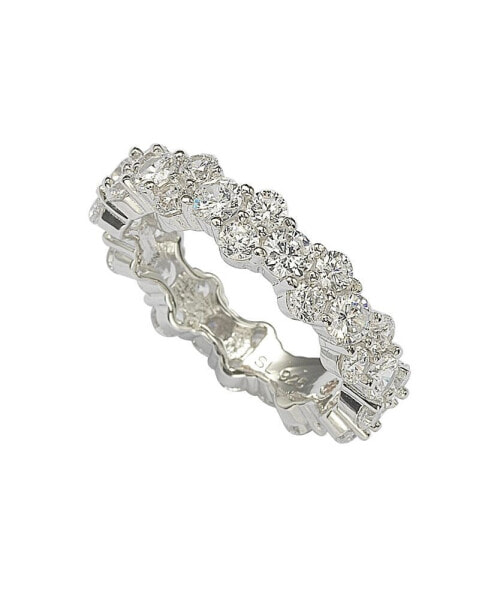 Suzy Levian Sterling Silver Cubic Zirconia Round Cut Cluster Eternity Band