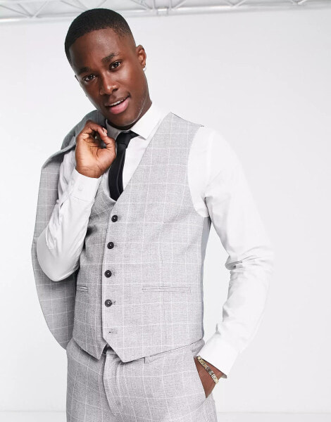 New Look super skinny waistcoat grey check