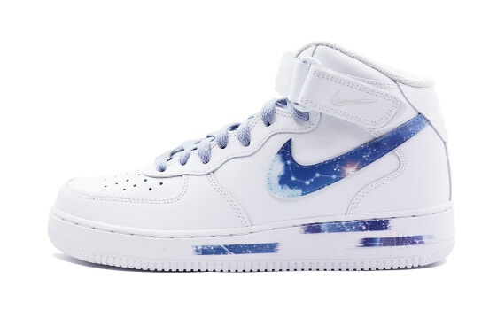 【定制球鞋】 Nike Air Force 1 Mid 07 空军一号 云之彼端 星辰大海 神秘星空 中帮 板鞋 男款 白蓝 / Кроссовки Nike Air Force CW2289-111