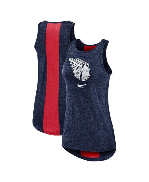 Women's Navy Cleveland Guardians Right Mix High Neck Tank Top