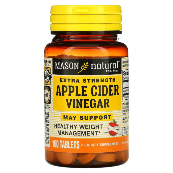 Витамины для похудения Mason Natural Яблочный уксус с повышенной концентрацией, 100 таблеток