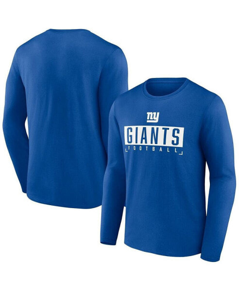 Men's Royal New York Giants Stack The Box Long Sleeve T-shirt