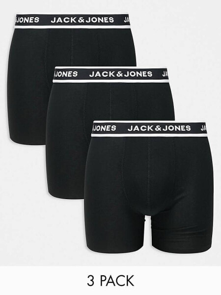 Jack & Jones 3 pack long trunks in black