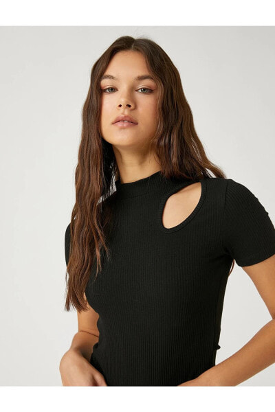 Футболка Koton Crop Window Neck Short Sleeve