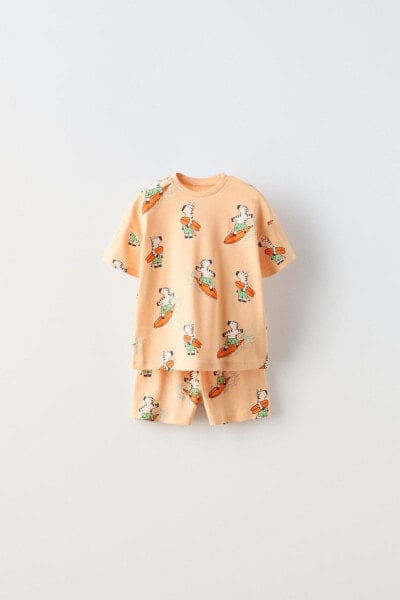 1–6 лет/ комплект с принтом «зебры-серферы» ZARA