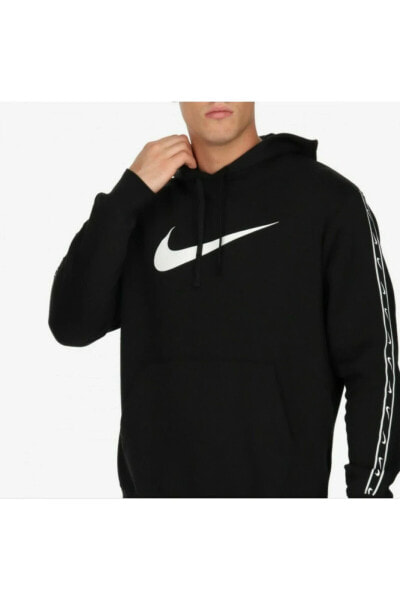 Sportswear Repeat Fleece Erkek Siyah Kapüşonlu Sweatshirt