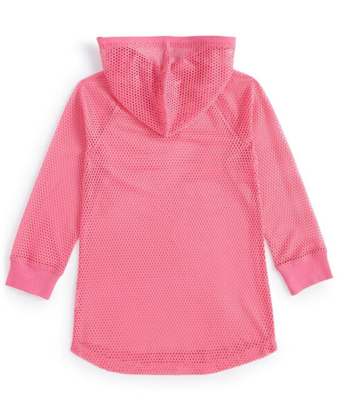 Big Girls Mesh Long-Sleeve Hooded Cover-Up, Created for Macy's