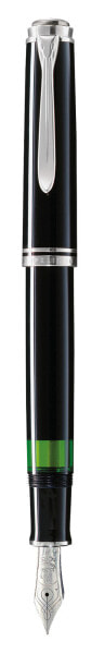 Pelikan M805 - Black - Silver - Built-in filling system - Diamond - Resin - Palladium - Italic nib - Gold/Rhodium