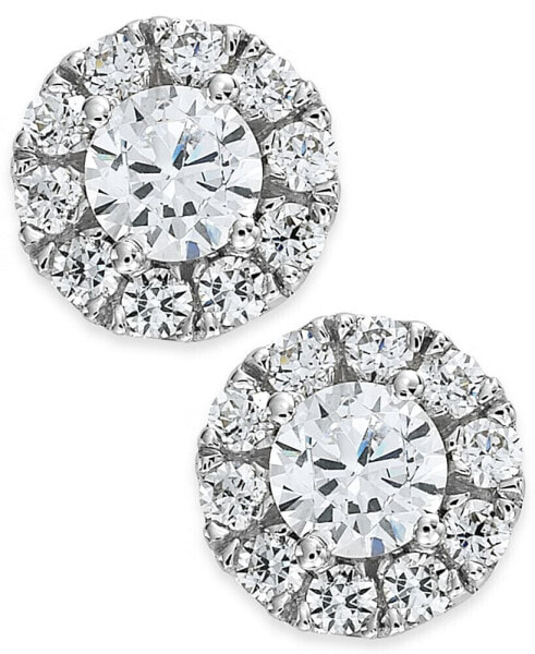 Diamond Halo Stud Earrings 14k White Gold (3/4 ct. t.w.)