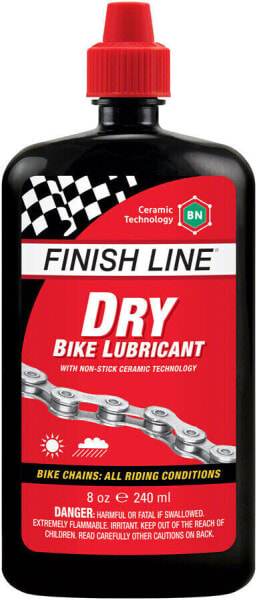 Популярное масло для цепи велосипеда Finish Line DRY - 8 унций, капля