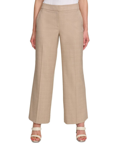 Petite Printed Elastic-Back Straight-Leg Trousers