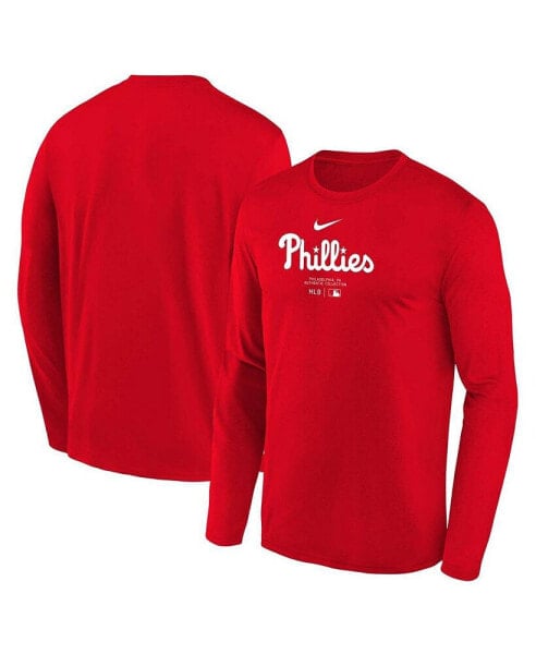 Big Boys Red Philadelphia Phillies Authentic Collection Long Sleeve Performance T-shirt